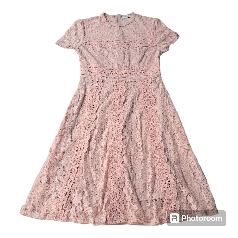 Ticosa Dress Size Large Short Sleeve Pink Lace Regencycore Bridgerton